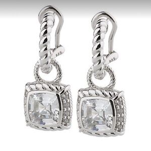 Judith Ripka 5.25 carat Asscher-cut Diamonique Sterling Silver Hoop Earrings